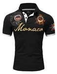 Amaci&Sons Herren Poloshirt Basic Kontrast Monaco Stickerei Polohemd T-Shirt (5108) Schwarz/Rot/Gelb/Dunkelblau