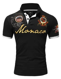 Poloshirt Monaco 2.0 Poloshirt mit Stickerei Herren Basic Kontrast Monaco Stickerei Kurzarm Polohemd T-Shirt