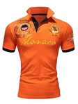 Amaci&Sons Herren Poloshirt Basic Kontrast Monaco Stickerei Polohemd T-Shirt (5108) Orange
