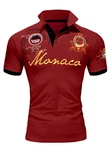 Amaci&Sons Herren Poloshirt Basic Kontrast Monaco Stickerei Polohemd T-Shirt (5108) Rot/Dunkelrot/Bordeaux