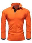 Amaci&Sons Herren Poloshirt Basic Kontrast Langarm Polohemd Shirt 5201 CHARLOTTE Orange