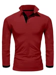 Amaci&Sons Herren Poloshirt Basic Kontrast Langarm Polohemd Shirt 5201 CHARLOTTE Dunkelrot/Rot/Braun