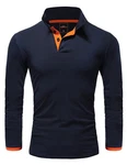 Amaci&Sons Herren Poloshirt Basic Kontrast Langarm Polohemd Shirt 5201 CHARLOTTE Dunkelblau