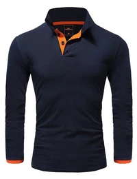 Poloshirt CHARLOTTE Langarm Kontrast Poloshirt