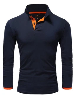 Amaci&Sons Herren Poloshirt Basic Kontrast Langarm Polohemd Shirt 5201 CHARLOTTE
