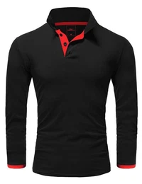 Poloshirt CHARLOTTE Langarm Kontrast Poloshirt