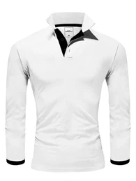 Poloshirt CHARLOTTE Langarm Kontrast Poloshirt