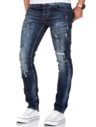 Amaci&Sons Herren Destroyed Slim Fit Denim Jeans Hose 7500 Blau/Dunkelblau