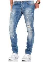 Amaci&Sons Herren Destroyed Slim Fit Denim Jeans Hose 7500 Blau/Hellblau