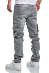 Amaci&Sons Herren Cargo Jeans Regular Slim Destroyed 7985 Hellgrau/Grau/Khaki