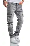 Amaci&Sons Herren Cargo Jeans Regular Slim Destroyed 7985 Hellgrau/Grau/Khaki