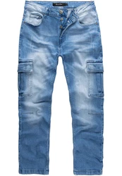 Amaci&Sons Herren Cargo Jeans Regular Slim Destroyed 7985 Blau/Hellblau