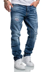 Amaci&Sons Herren Jeans Regular Straight Fit Destroyed 7984 Style KANSAS Blau/Hellblau/Dunkelblau