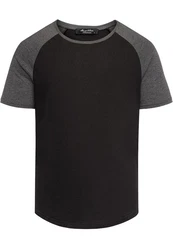 Amaci&Sons Oversize Doppel Farbig Herren Slim-Fit Crew Neck Basic T-Shirt Rundhals (1-0015) Dunkelgrau/Schwarz/Grau