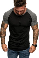 Amaci&Sons Oversize Doppel Farbig Herren Slim-Fit Crew Neck Basic T-Shirt Rundhals (1-0015) Dunkelgrau/Schwarz/Grau