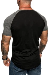 Amaci&Sons Oversize Doppel Farbig Herren Slim-Fit Crew Neck Basic T-Shirt Rundhals (1-0015) Dunkelgrau/Schwarz/Grau