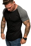 Amaci&Sons Oversize Doppel Farbig Herren Slim-Fit Crew Neck Basic T-Shirt Rundhals (1-0015) Dunkelgrau/Schwarz/Grau
