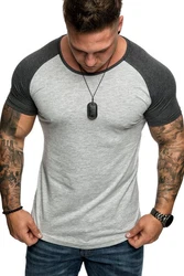 Amaci&Sons Oversize Doppel Farbig Herren Slim-Fit Crew Neck Basic T-Shirt Rundhals (1-0015) Grau/Dunkelgrau/Hellgrau