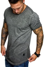 T-Shirt AUSTIN Herren Oversize Vintage Zipper Crew Neck Rundhals Basic Shirt