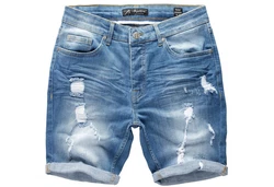 Amaci&Sons Herren Destroyed Jeans Shorts Sommer Bermuda (798) Hellblau