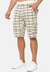 Indicode Herren Monroe Cargo ZA Shorts Khaki/Beige/Dunkelgrün