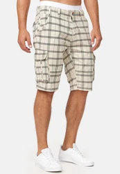 Indicode Herren Monroe Cargo ZA Shorts Khaki/Beige/Dunkelgrün
