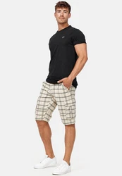 Indicode Herren Monroe Cargo ZA Shorts Khaki/Beige/Dunkelgrün