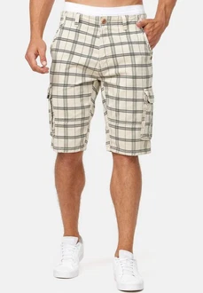 Indicode Herren Monroe Cargo ZA Shorts Khaki/Beige/Dunkelgrün