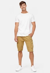 Indicode Herren Monroe Cargo ZA Shorts Khaki/Dunkelgrün/Beige
