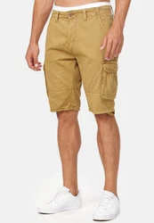 Indicode Herren Monroe Cargo ZA Shorts Khaki/Dunkelgrün/Beige