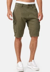 Indicode Herren Monroe Cargo ZA Shorts Dunkelgrün/Khaki/Grün