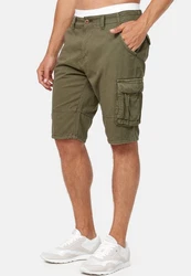 Indicode Herren Monroe Cargo ZA Shorts Dunkelgrün/Khaki/Grün