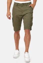 Indicode Herren Monroe Cargo ZA Shorts Dunkelgrün/Khaki/Grün