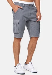 Indicode Herren Monroe Cargo ZA Shorts Grau/Hellgrau/Dunkelgrau