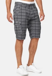Indicode Herren Monroe Cargo ZA Shorts Dunkelgrau/Grau/Hellgrau