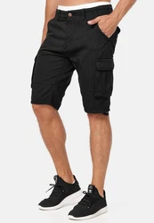 Indicode Herren Monroe Cargo ZA Shorts Schwarz/Khaki/Dunkelgrün