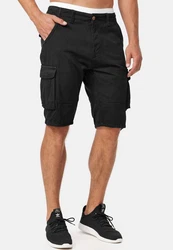 Indicode Herren Monroe Cargo ZA Shorts Schwarz/Khaki/Dunkelgrün