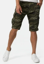 Indicode Herren Monroe Cargo ZA Shorts Dunkelgrün