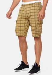 Indicode Herren Monroe Cargo ZA Shorts Gelb/Beige/Khaki/Dunkelgrün/Braun