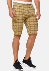 Indicode Herren Monroe Cargo ZA Shorts Gelb/Beige/Khaki/Dunkelgrün/Braun