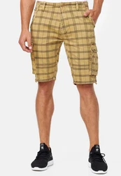 Indicode Herren Monroe Cargo ZA Shorts Gelb/Beige/Khaki/Dunkelgrün/Braun