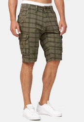 Indicode Herren Monroe Cargo ZA Shorts Dunkelgrün/Khaki