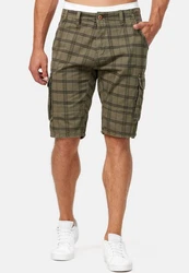 Indicode Herren Monroe Cargo ZA Shorts Dunkelgrün/Khaki