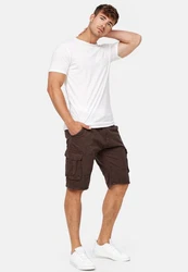 Indicode Herren Monroe Cargo ZA Shorts Khaki/Dunkelbraun/Braun