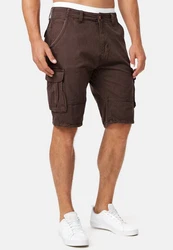 Indicode Herren Monroe Cargo ZA Shorts Khaki/Dunkelbraun/Braun