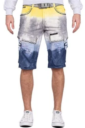 Jeansshorts Kurze Hose BA-CK211 Gelb W40 Nieten im Cargo Style