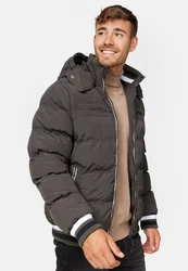 Indicode Herren Marlon Steppjacke in Daunenjacken-Optik Winterjacke Übergangsjacke Raven
