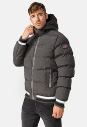 Indicode Herren Marlon Steppjacke in Daunenjacken-Optik Winterjacke Übergangsjacke Raven