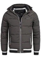 Indicode Herren Marlon Steppjacke in Daunenjacken-Optik Winterjacke Übergangsjacke Raven