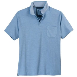 Poloshirt Groe Gren Poloshirt hellblau melange Wash & Wear